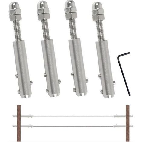 4 Pièces Tendeur Cable Inox Cable Inox 4mm, Terminal pour Fil Inox Métallique Terminal À Vis pour Cable Métallique 4 mm (1/4)