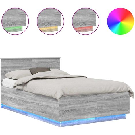 Estructura de cama con cabecera Gris Sonoma 135 x 190 cm vidaXL