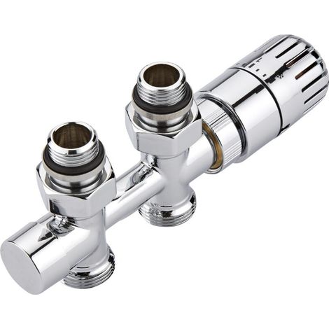 Hudson Reed – Robinet thermostatique droit en laiton chromé – Adaptateur cuivre 14mm – Compatible sèche-serviettes et radiateurs – Garantie 5 ans