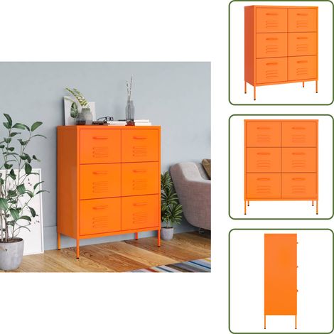 Schubladenschrank Orange 80x35x101,5 cm Stahl - Schubladenschrank - Lagerschrank - Metallschrank - Stahltürenschrank - Orange (1/5)