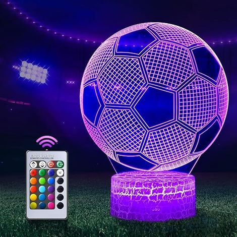 Football Night Light, 3D Doptic Illusion Touch LED Lamp with Remote Control, Football Gift for Children, Boys, Girls, 16 Colours Accessory Christmas Gifts Decoration (1/5)