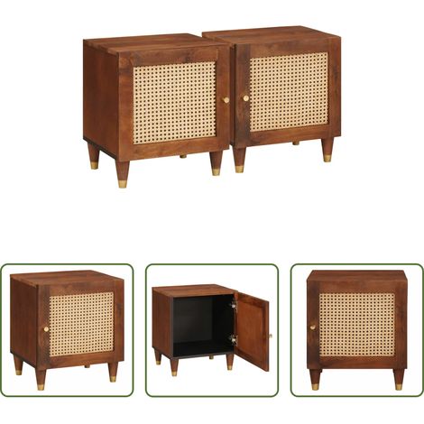 Akazienholz - Nachttisch 2 pcs Braun 40 x 33,5 x 46 cm Massivholz Akazie (1/5)