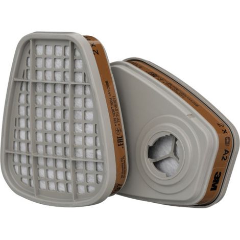 Filtro antigas e antivapore A2 6055 per maschere 3M serie 6000 e 6800 (confezione da 2) Grigio Unico (1/5)