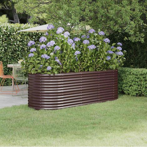 vidaXL Jardinera arriate acero galvanizado marrón 224x80x68 cm (1/5)