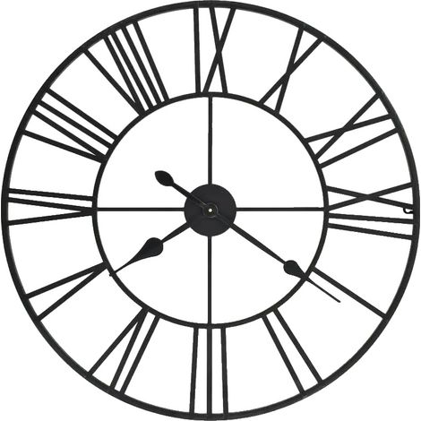 Wanduhr, Vintage-Design, Quarzwerk, Schwarz (1/2)