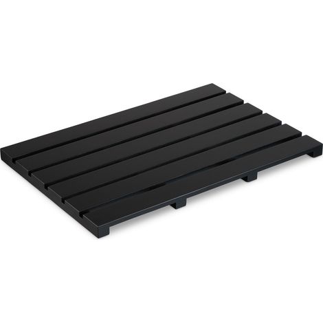 Relaxdays – Tapis de bain en bambou 54x36 cm – Antidérapant pour baignoire et douche – Design à lattes pour circulation d'air – Noir (1/5)