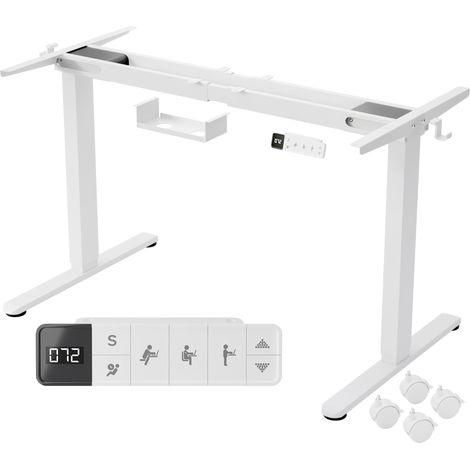 Cadre de bureau électrique réglable en hauteur à 2 moteurs, blanc, fonction mémoire (1/5)