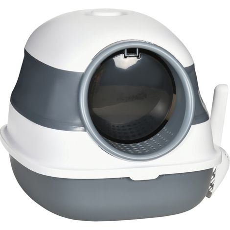 Litière pliable pour chat jusqu'à 5 kg avec filtre anti-odeurs et pelle, blanc/gris 52x41x38 cm (1/5)