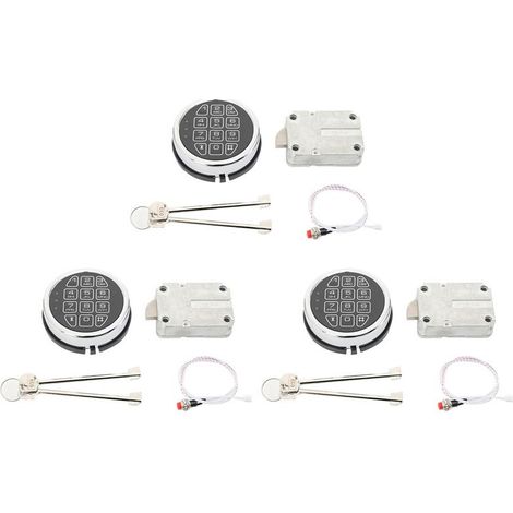 3 cerraduras electrónicas de repuesto para caja fuerte con solenoide y 2 llaves de repuesto, teclado cromado, caja fuerte ignífuga y más.
