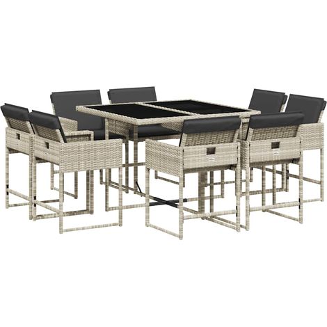 Maison Exclusive - Set comedor de jardín 9 pzas cojines ratán sin (1/5)
