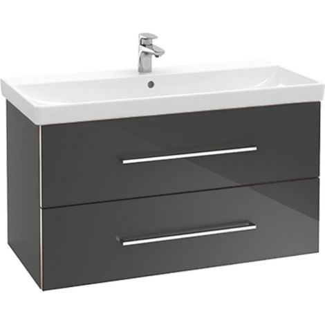 Lavabo VB US Avento 980x514x452mm, meuble vasque à 2 tiroirs avec finition cristal noir (1/5)