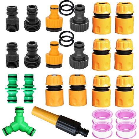 20 Pièces Raccord Tuyau d'Arrosage, Raccord Tuyau Arrosage 1/2 3/4 1 in, Raccord Rapide Tuyau Arrosage 1/2 Raccord en Y pour Tuyau d'Arrosage, Connecteur Waterstop 1/2", Double Connecteur