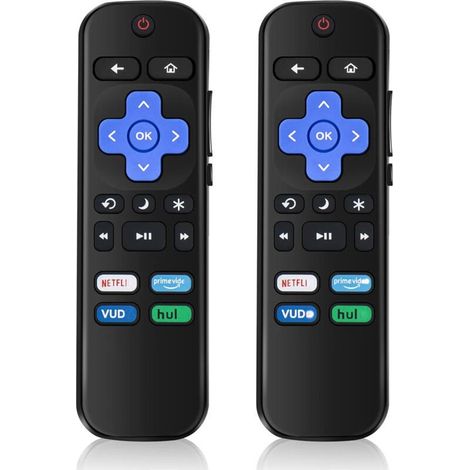 Télécommande de remplacement pour téléviseur Roku – Lot de 2 unités compatibles TCL, Hisense, Sharp, Insignia, Element et ONN (1/5)