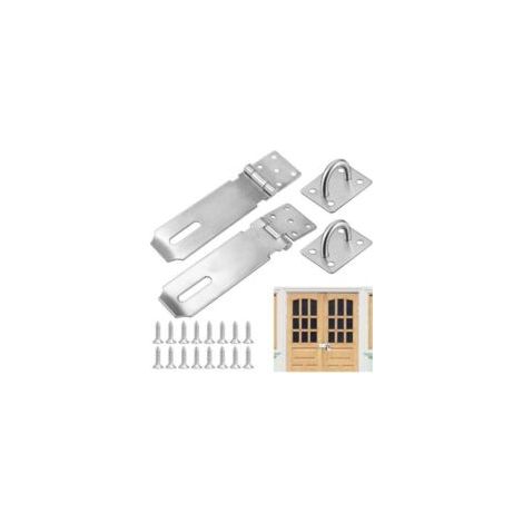 Candado para puerta, paquete de 2, cerradura para puerta exterior, cerradura de acero inoxidable de 5 pulgadas para puerta exterior con tornillos, adecuada para cierres de puertas de armarios y garaje