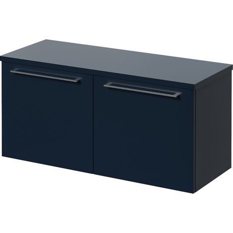 Napoli 390 Deep Blue 1000mm Wall Mounted 2 Drawer Vanity Unit for Countertop Basins - 1000mm - Chrome 320mm Handle