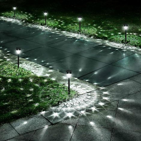 Packung mit 10 ultrahellen, wasserdichten Solarleuchten, automatische Dämmerungs- bis Morgengrauenaktivierung für bis zu 12 Stunden, Außenbeleuchtung für Garten und Einfahrt, LED. (1/5)