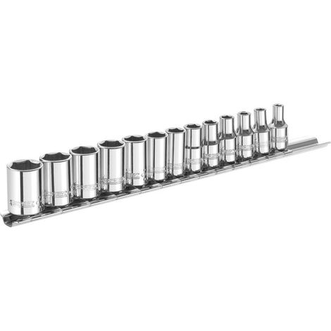 Expert 13-Piece Metric 1/4in Drive Socket Set 4–14 mm with Metallic Rack