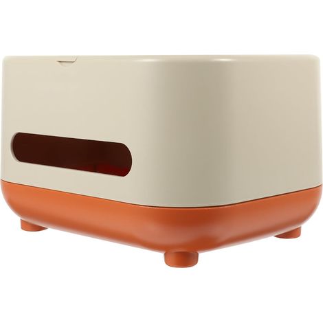Boîte à Mouchoirs en Hips Couvercle Compartimenté Multifonctionnel, Organiseur de Bureau Carré Couleur Abricot pour Salon et Chambre, Rangement Papier Ménager et Télécommande, (1/5)