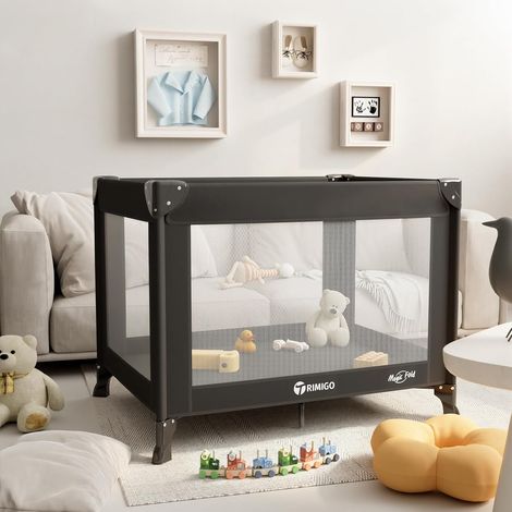 Pliable Lit Parapluie Bébé,Mini Lit Parc bébé 100 70 70cm - Lit Pliant Voyage Léger - pour Lits bébé - Parc à Jouer - Parc pour Chien - Enclos pour Chat - Inclus Sac de Transport(Noir) (1/5)