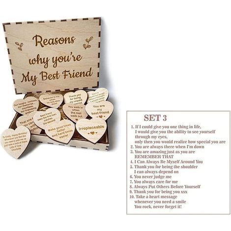 Unique Friendship Gift Personalized Wood Gift Box with Engraved Wooden Hearts Friendship Wooden Box Best Friend Gift