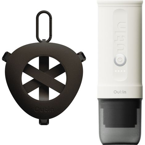 Set OutIn Nano Espressomaschine + Tragbarer Halter Weiß