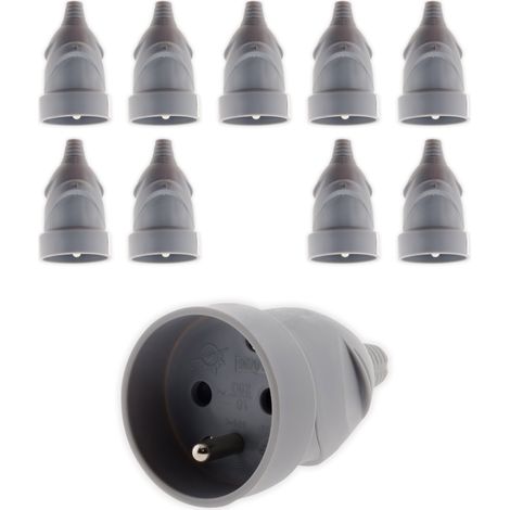 Lot de 10 fiches femelles 16A 2P+T - gris - Zenitech