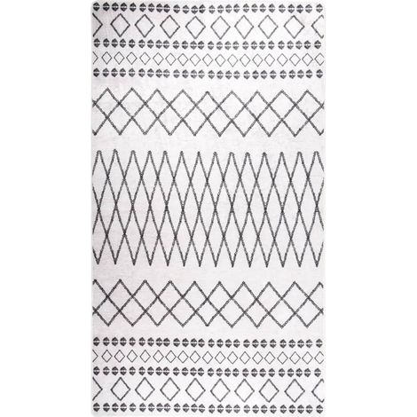 Tapis de salon Style Moderne Tapis de sol - Tapis lavable antidérapant 190x300 cm Noir et blanc BV901440 - BonneVie (1/5)