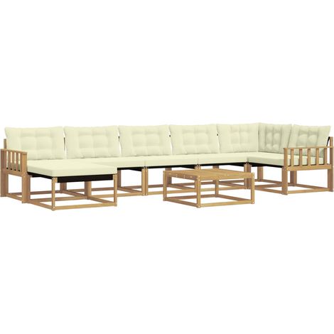 Outdoor Sofa Set 8 pcs White and Cream Solid Acacia Wood vidaXL