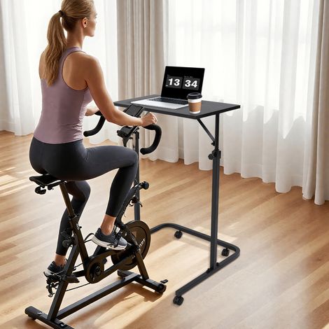 Bureau d'ordinateur en forme de U Entraîneur pour vélo Entraînement sur rouleaux dédié Hauteur du bureau réglable Conception à roulettes Rouleau d'entraînement pour pneus d'intérieur Entraîneur intell (1/5)