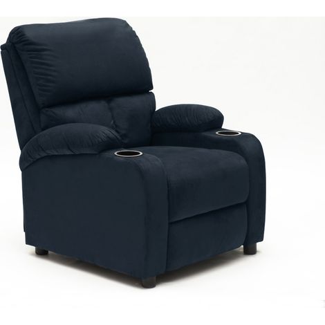 Poltrona Relax Reclinabile con Poggiapiedi in Microfibra Velluto Laura - Blu