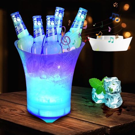 TRADE SHOP - Secchiello Per Ghiaccio A Led Da 5lt 6 Colori Per Raffreddare Bevande Impermeabile Feste -