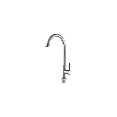 Robinet de cuisine, eau froide uniquement, mitigeur inox, levier unique, 360° pivotant pour économie d’eau (1/5)