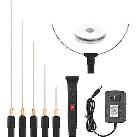 Kit de coupe-mousse électrique portable 24 W avec 5 pointes droites et 1 pointe en arc, stylo de découpe portable à température constante, outil de gravure de polystyrène à fil chaud (1/5)
