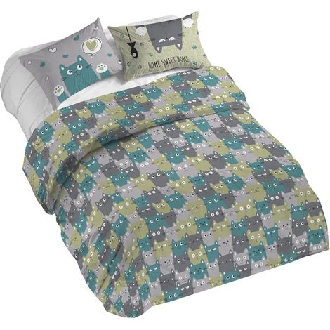 Parure de lit Double 100% Coton, avec Housse de Couette 250 x 200 cm et 2 taies d'oreiller 52 x 82 cm, fabriquée en Italie, Housse de Couette Lavable en Machine à 40 °, Fantaisie (1/5)