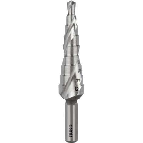 Foret étagé RUKO plage de perçage 4-12 mm HSS-Co goujures hélicoïdales