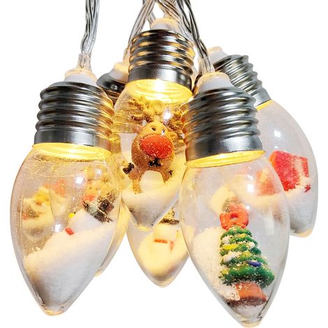 Guirlande Lumineuse Boule De Noël - 20 Ampoules LED En Forme De Bougie Avec Motifs Festifs - Fonctionnement Sur Piles - Pour Décoration Intérieure Et Extérieure - 1 Pièce (1/3)
