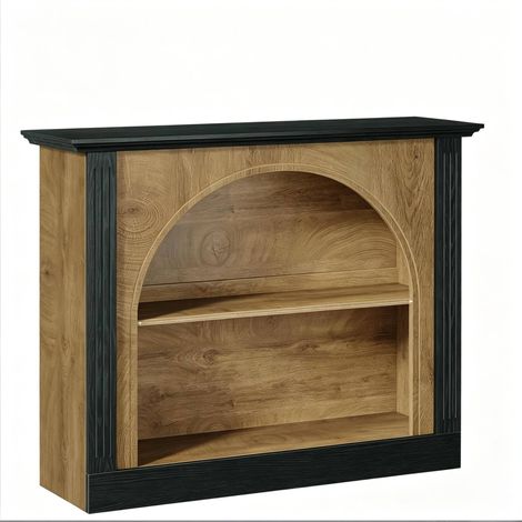Mueble TV de estilo mid-century modern con almacenamiento, madera y negro, 110 x 30 x 90 cm, HOMVRA (1/5)
