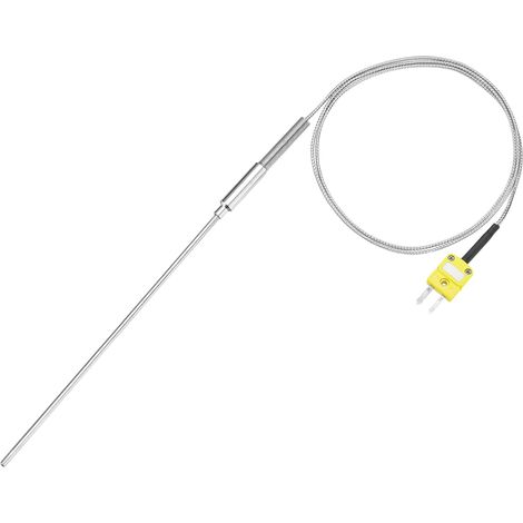 Thermocouple de Type K avec Fiche, Sonde de Capteur de Température -50 à 1100°C (-58 à 2012°F) en Acier Inoxydable, Fil de 4x150mm 3,3Pieds (1/5)