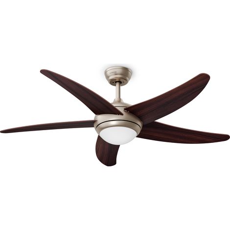 Klarstein Ventilador de techo Bolero con luz  132 cm  35 W  Funcionamiento silencioso  Madera