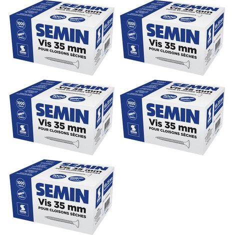 Lot de 5 x 1000 vis auto perceuse Semin pour la fixation des plaques de pâtre sur l'ossature - intérieur - 35 mm