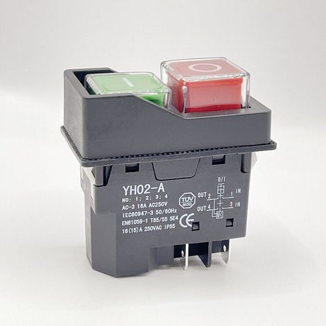 1 Interrupteur électromagnétique 4 broches IP55 16A 250V pour scie à table perceuse meuleuse machine à bois (1/4)