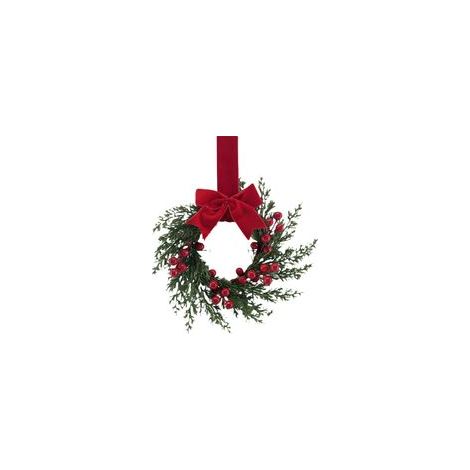 Couronne de Noël, couronne décorative de porte, couronne de baies avec nœud, fabriquée en rotin naturel et polypropylène, idéale pour les murs, les fenêtres, les cheminées, les fêtes et les mariages. (1/5)