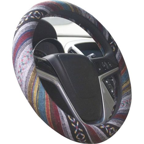 2018 Estilo étnico Lino Grueso Cubierta del Volante automotriz Antideslizante y absorción del Sudor Cubierta Auto del Abrigo del Coche (E) (1/4)