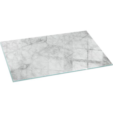 Plaque en verre trempé décorative de protection de sol sous cheminée Motif structure marbrée 100x50 cm (1/5)