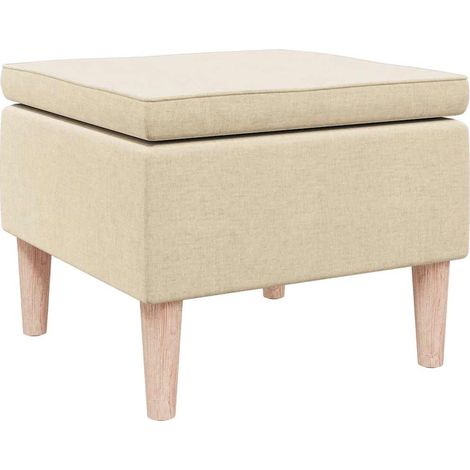 Tabouret avec pieds en bois Crème Tissu CFW607018 (1/5)
