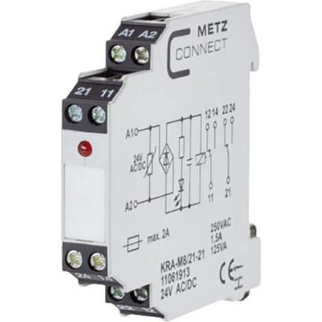 Modulo d'accoppiamento, 24, 24 V/AC, V/DC (max) 2 scambi Metz Connect 11061913 1 pz.