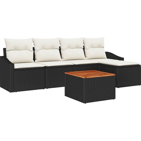 Maison Exclusive - Gartensofa-set mit Kissen 6 pcs Schwarz Poly-R