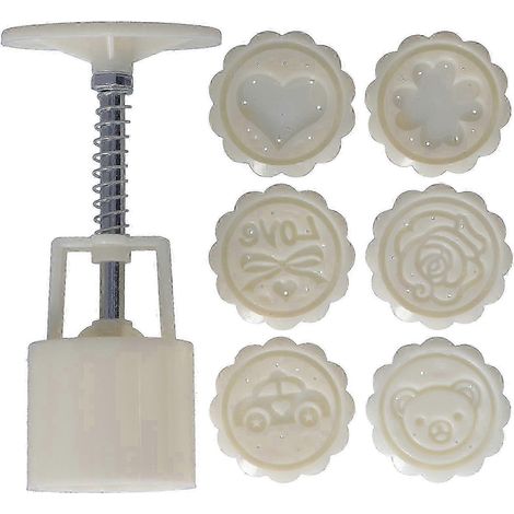 Moule à pâtisserie artisanal de 50 g pour gâteaux de lune, desserts et biscuits - Outils de pâtisserie DIY avec 6 tampons ronds