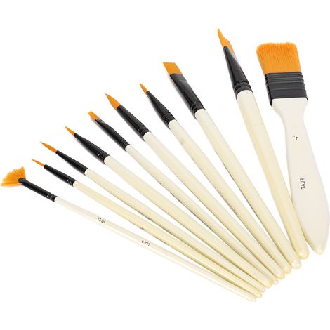 Ensemble de 10 Pinceaux en Nylon pour Peinture Acrylique, Aquarelle et Nettoyage avec Pochette de Rangement (1/5)