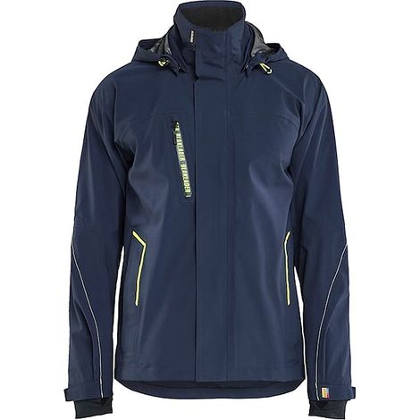 Veste de travail hardshell stretch à capuche 4483 Bleu marine/Jaune fluo L
